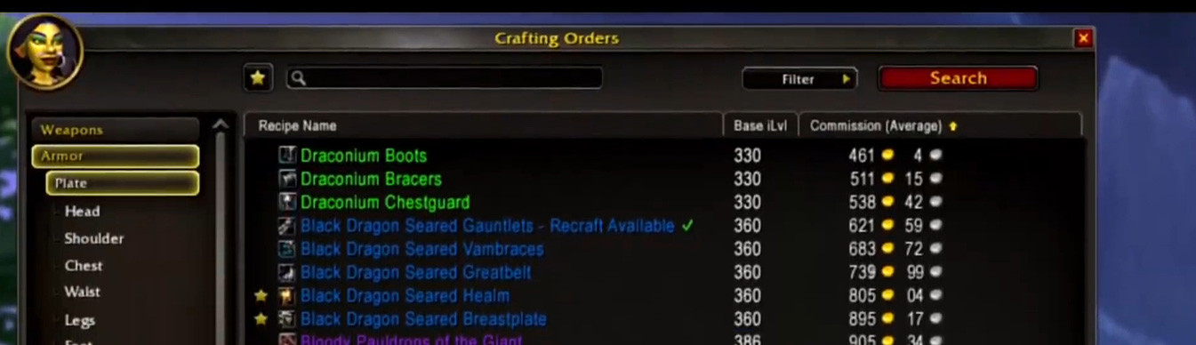 New crafting orders system